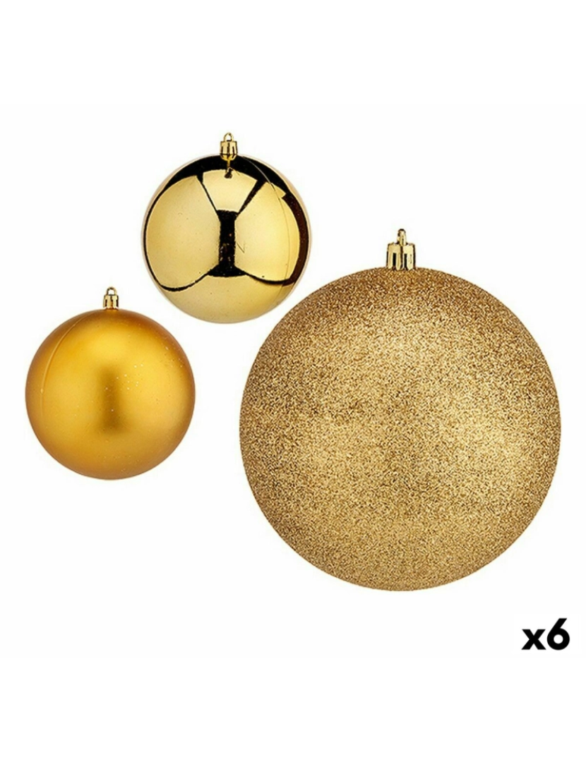 BB - Conjunto Bolas de Natal Dourado Plástico 12x13x12 cm 6 un