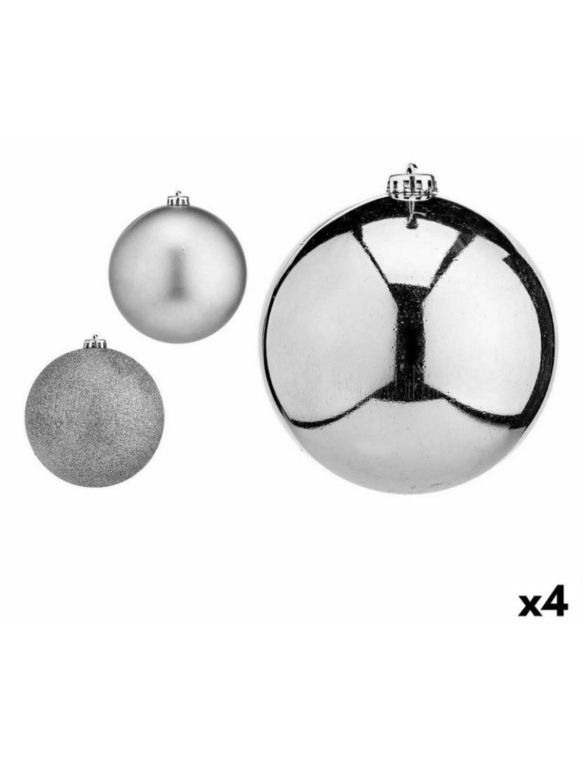 BB - Conjunto Bolas de Natal Prateado Plástico Ø 15 cm 4 un