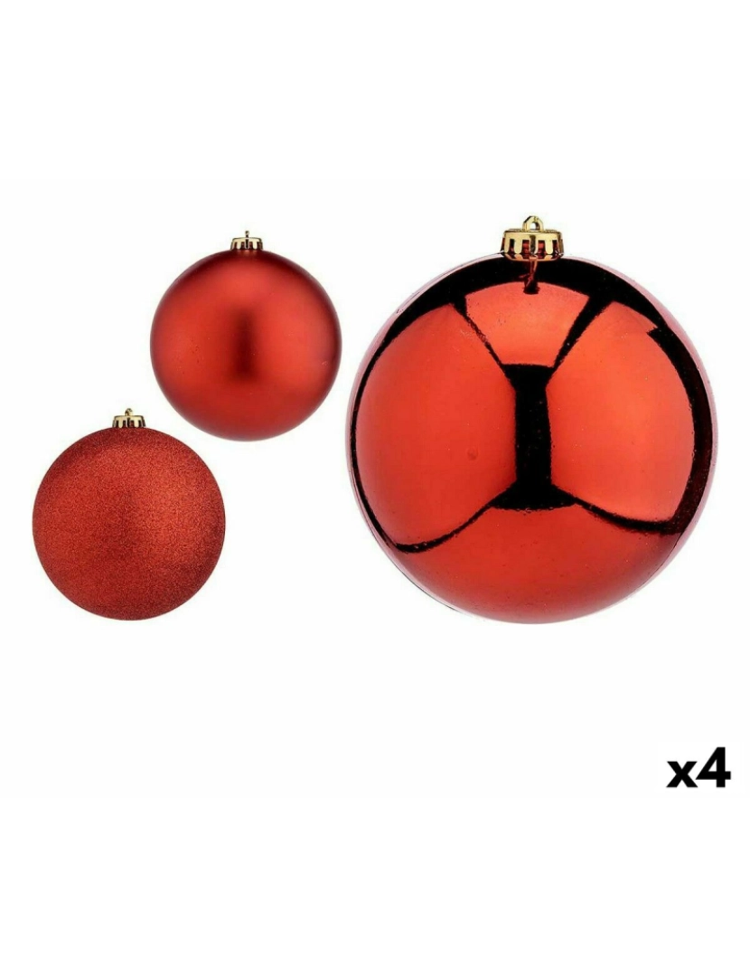 BB - Conjunto Bolas de Natal Vermelho Plástico 15x16x15 cm 4 un