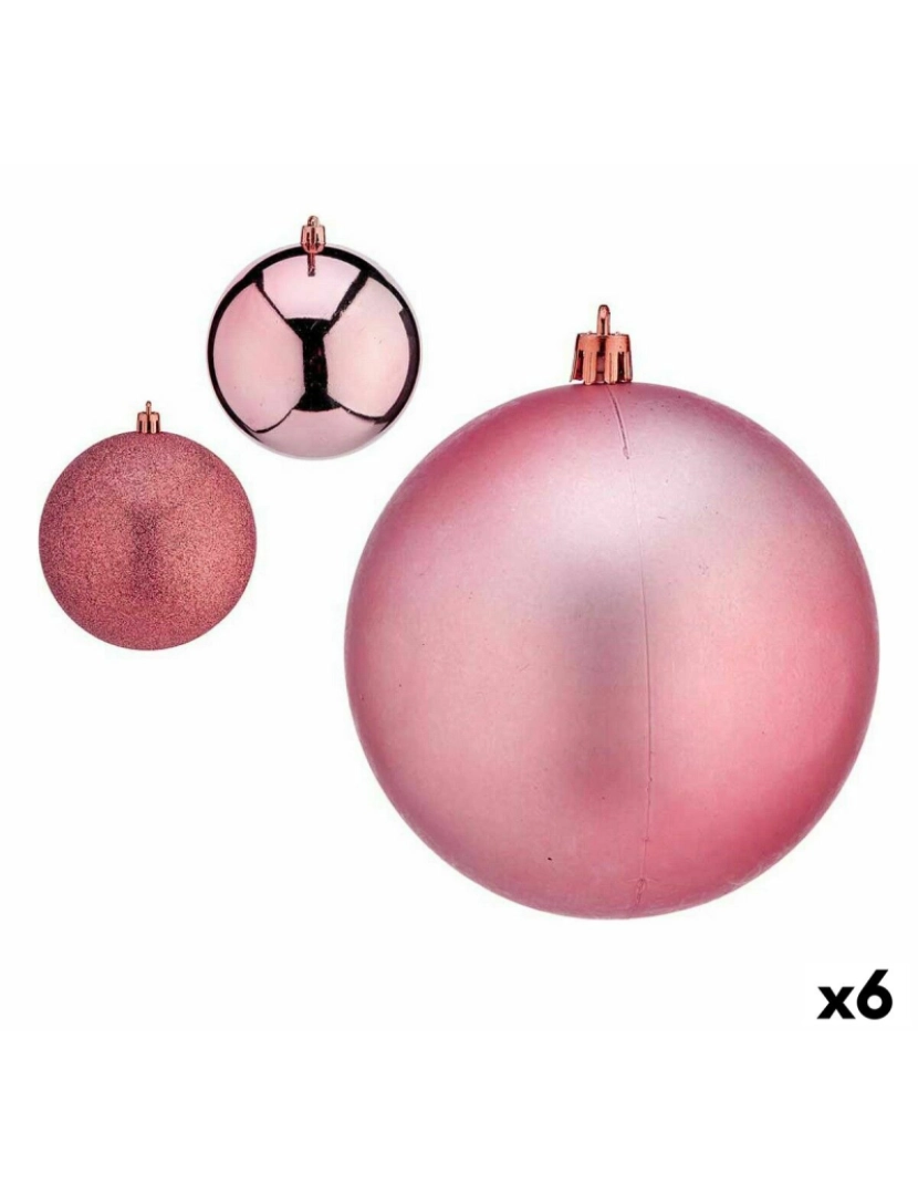 BB - Conjunto Bolas de Natal Rosa Plástico 12x13x12 cm 6 un