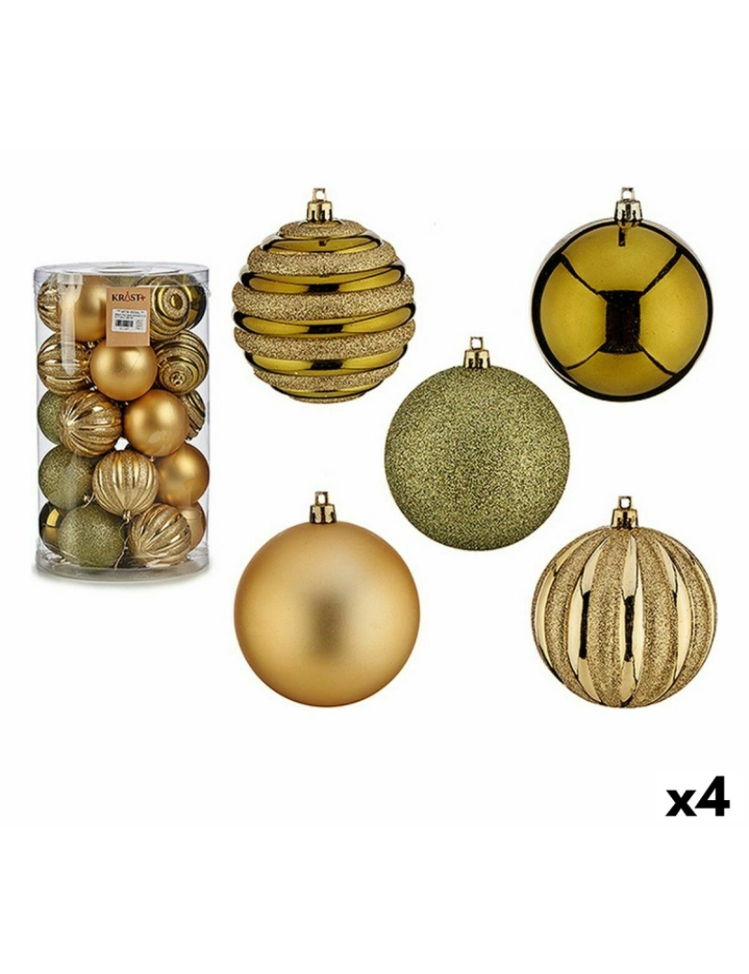 BB - Conjunto Bolas de Natal Verde Dourado PVC 8x9x8 cm 4 un
