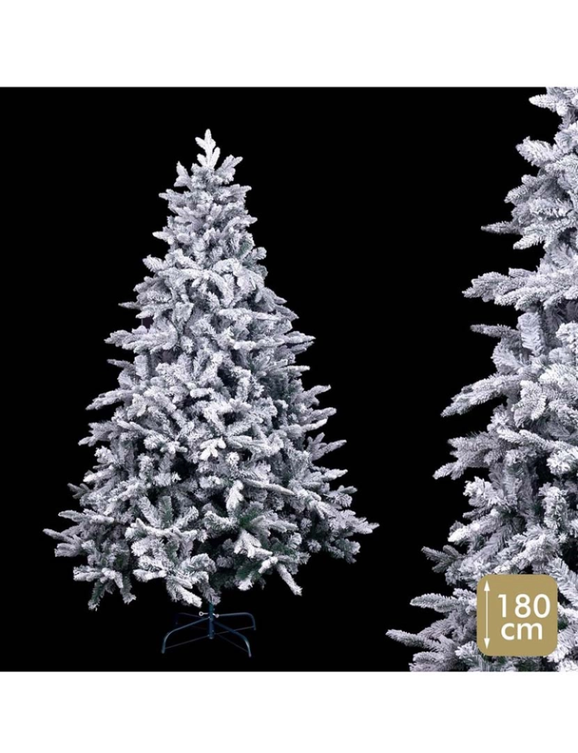 imagem de Árvore de Natal Branco Verde PVC Metal Polietileno Nevado 180 cm2