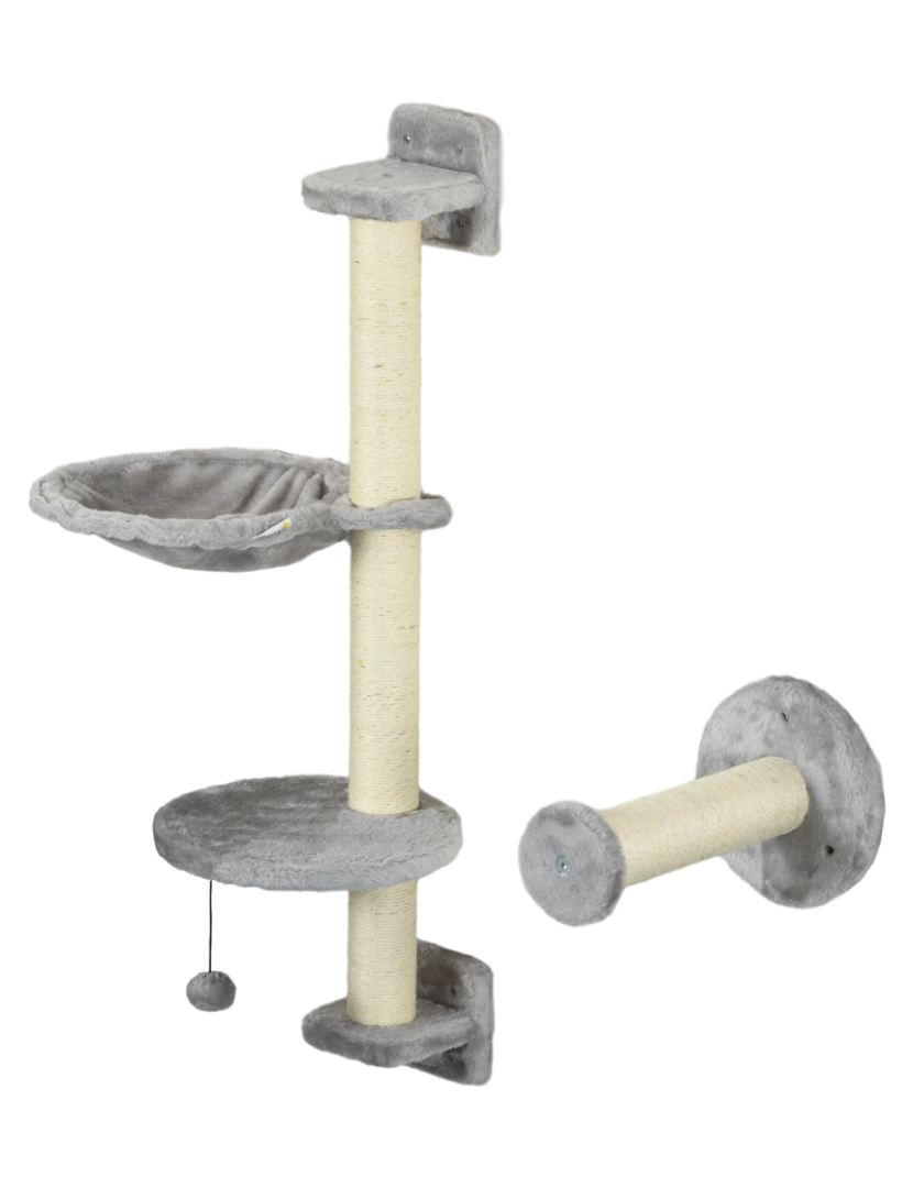 imagem de PawHut Prateleiras de Escalada para Gatos 84,5x19x54cm cor cinzento D30-731V80GY8