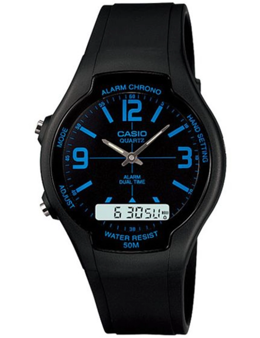 Casio - Casio Aw-90h-2b Reloj Analógico / Digital Para Hombre Caja De Resina Esfera Color Negro