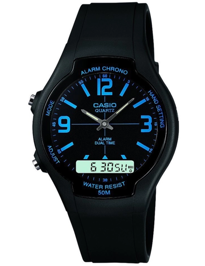 imagem de Casio Aw-90h-2b Reloj Analógico / Digital Para Hombre Caja De Resina Esfera Color Negro2