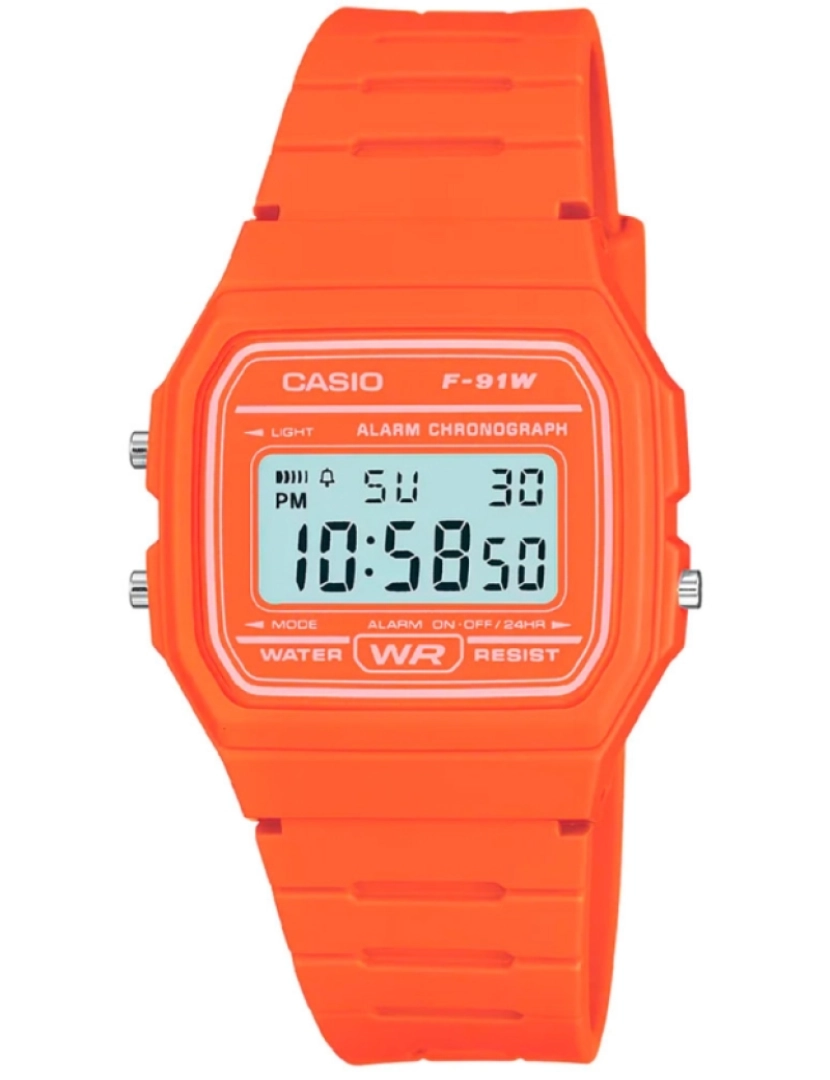 Casio - Casio F-91wc-4a2df Reloj Digital Unisex Caja De Resina Esfera Color Naranja