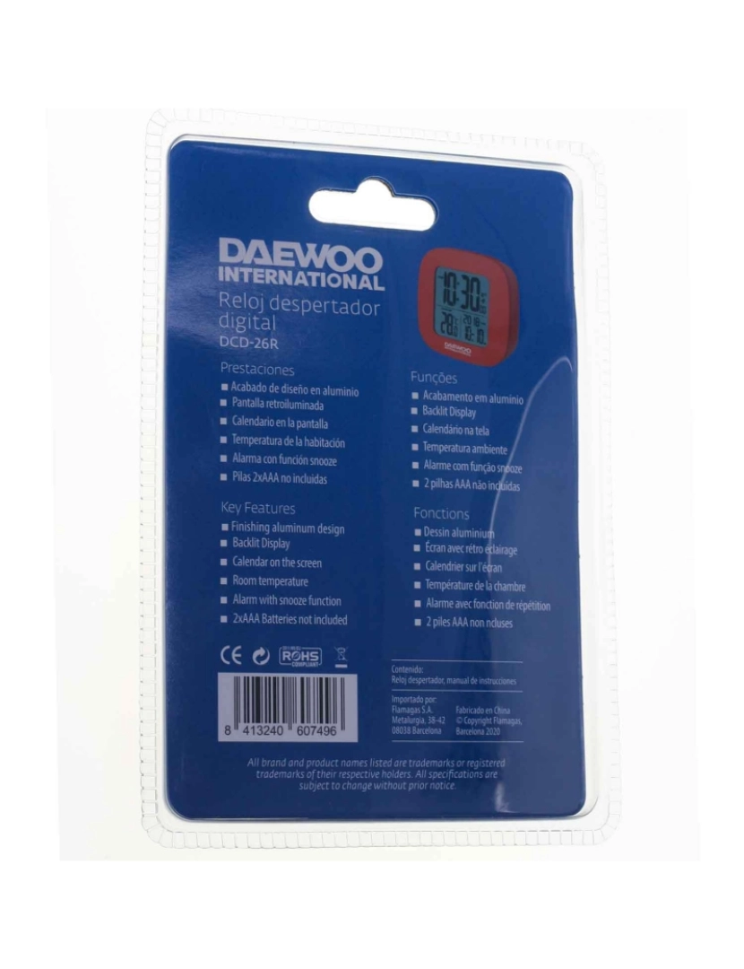 imagem de Daewoo Dcd-26r Despertador Digital Digital Unisex Caja De Plástico Esfera Color Gris3