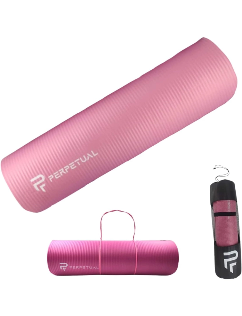 Perpetual - Tapete PERPETUAL® 10mm para ioga e Pilates - Tapete antiderrapante - Com alça e bolsa de transporte - Tapete grosso e dobrável - Masculino/Mulher - Academia, Fitness e Exercícios - Home Gym