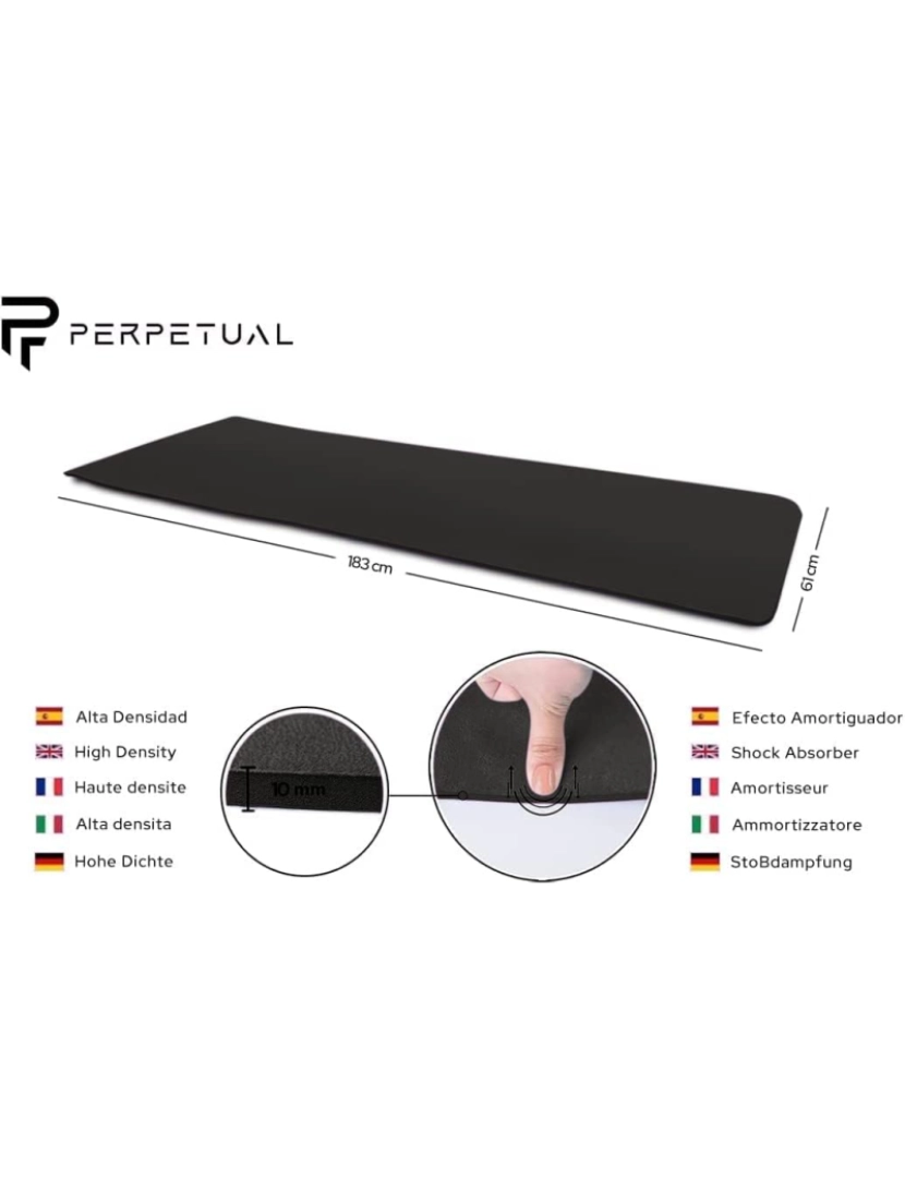 imagem de Tapete PERPETUAL® 10mm para ioga e Pilates - Tapete antiderrapante - Com alça e bolsa de transporte - Tapete grosso e dobrável - Masculino/Mulher - Academia, Fitness e Exercícios - Home Gym3