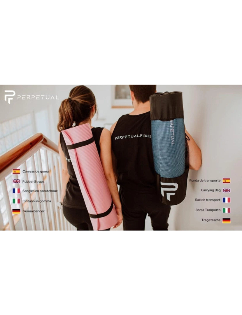 imagem de Tapete PERPETUAL® 10mm para ioga e Pilates - Tapete antiderrapante - Com alça e bolsa de transporte - Tapete grosso e dobrável - Masculino/Mulher - Academia, Fitness e Exercícios - Home Gym5