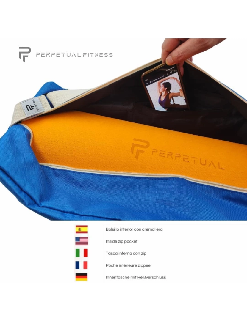 imagem de Kit de tapete para ioga e pilates PERPETUAL® 10 mm + bolsa de transporte - tapete antiderrapante - com alça - tapete grosso e dobrável - masculino/feminino - academia, fitness e exercícios4