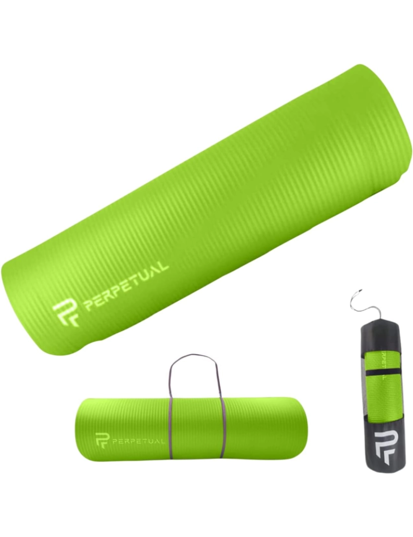 Perpetual - Tapete PERPETUAL® 10mm para ioga e Pilates - Tapete antiderrapante - Com alça e bolsa de transporte - Tapete grosso e dobrável - Masculino/Mulher - Academia, Fitness e Exercícios - Home Gym