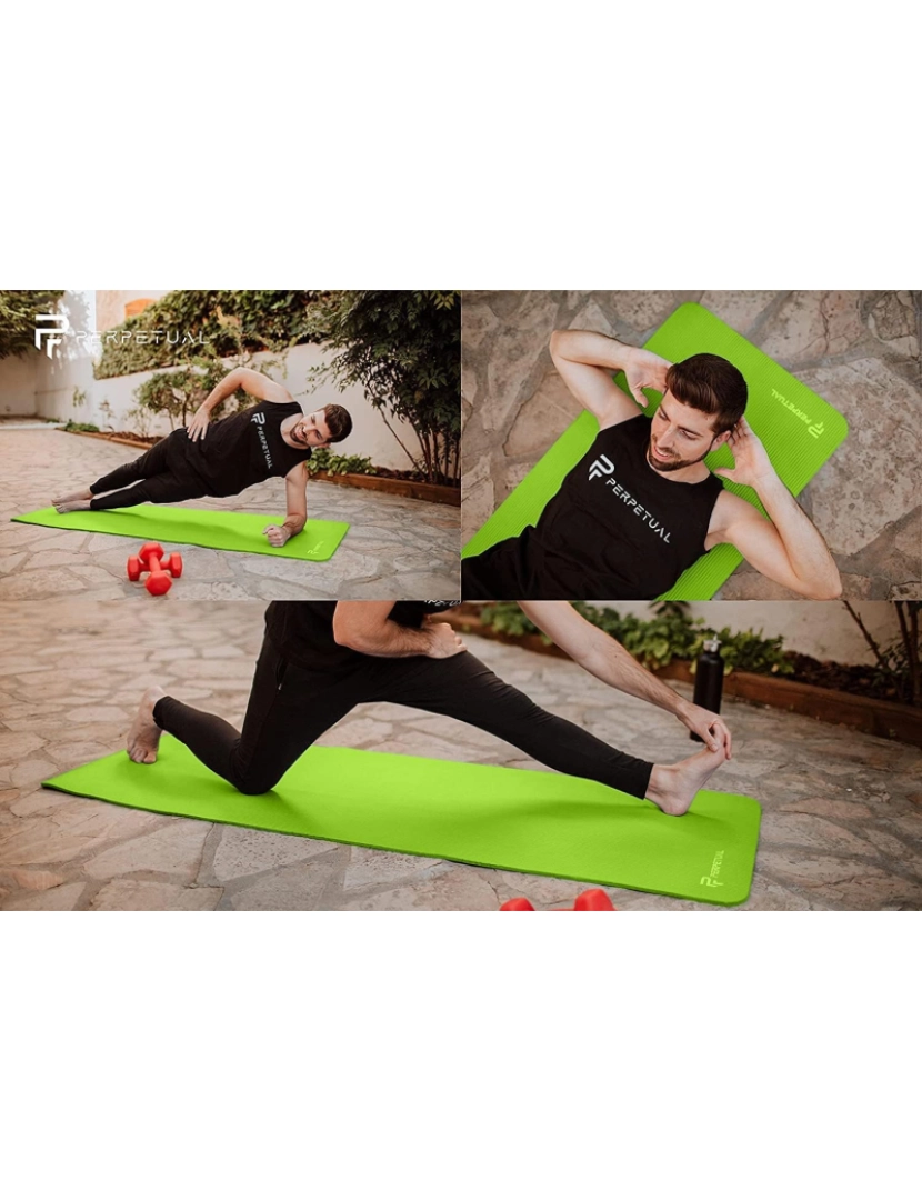 imagem de Tapete PERPETUAL® 10mm para ioga e Pilates - Tapete antiderrapante - Com alça e bolsa de transporte - Tapete grosso e dobrável - Masculino/Mulher - Academia, Fitness e Exercícios - Home Gym4