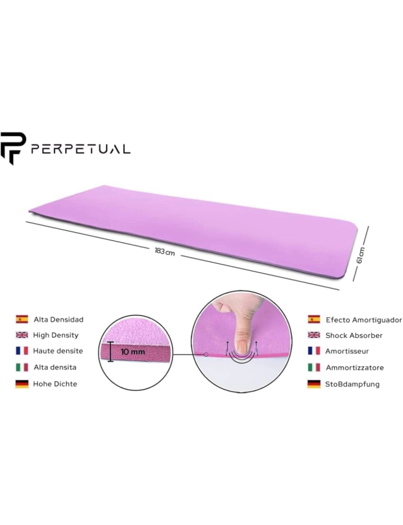 imagem de Tapete PERPETUAL® 10mm para ioga e Pilates - Tapete antiderrapante - Com alça e bolsa de transporte - Tapete grosso e dobrável - Masculino/Mulher - Academia, Fitness e Exercícios - Home Gym5