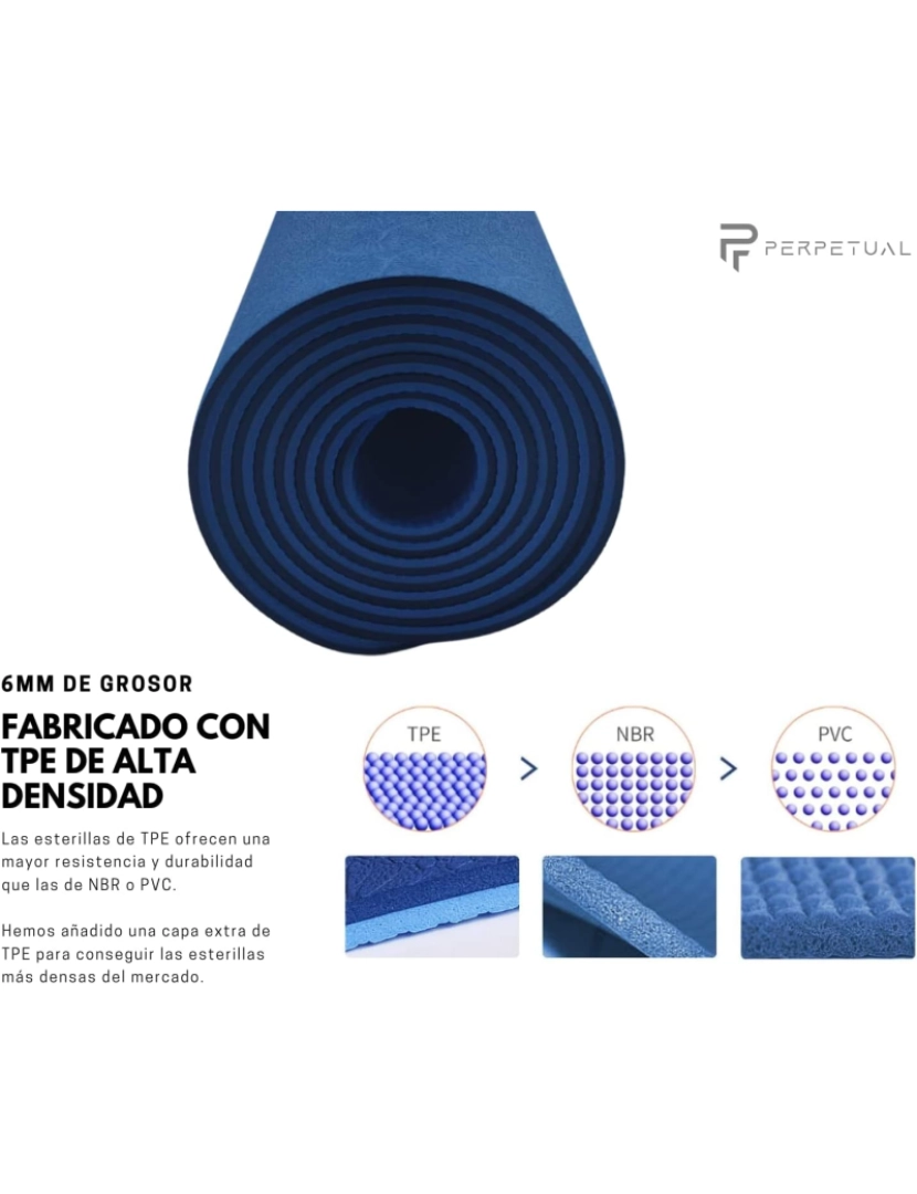 imagem de Tapete PERPETUAL® 6mm TPE para ioga e Pilates - Tapete antiderrapante - Com alça e bolsa de transporte - Tapete grosso e dobrável - Masculino/Mulher - Ginásio, Fitness e Exercícios Domésticos4