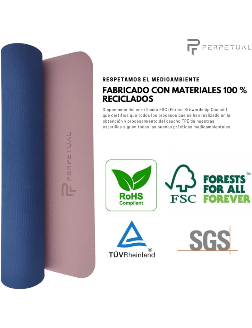 imagem de Tapete PERPETUAL® 6mm TPE para ioga e Pilates - Tapete antiderrapante - Com alça e bolsa de transporte - Tapete grosso e dobrável - Masculino/Mulher - Ginásio, Fitness e Exercícios Domésticos5