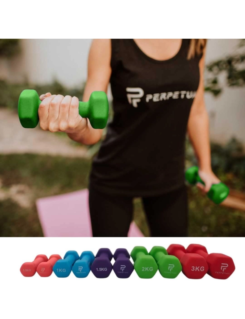 imagem de Halteres PERPETUAL disponíveis em 0,5KG / 1KG / 1,5KG / 2KG / 3KG / 4KG / 5KG (2 unidades) e conjuntos 6/12/16 / 30KG Pequenos pesos hexagonais leves Neoprene Pilates Homens Mulheres Exercício Academia Halteres em casa4