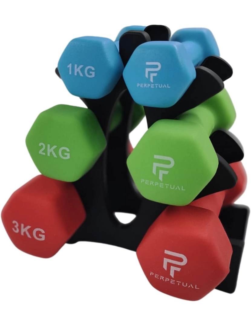 imagem de Halteres PERPETUAL disponíveis em 0,5KG / 1KG / 1,5KG / 2KG / 3KG / 4KG / 5KG (2 unidades) e conjuntos 6/12/16 / 30KG Pequenos pesos hexagonais leves Neoprene Pilates Homens Mulheres Exercício Academia Halteres em casa1