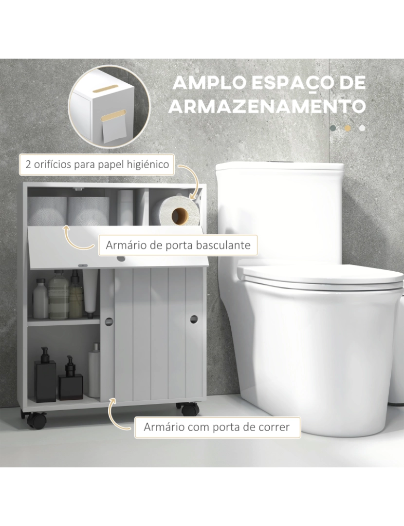 imagem de Armário Auxiliar Casa de Banho 52x17x67cm cor branco 834-606V80WT4