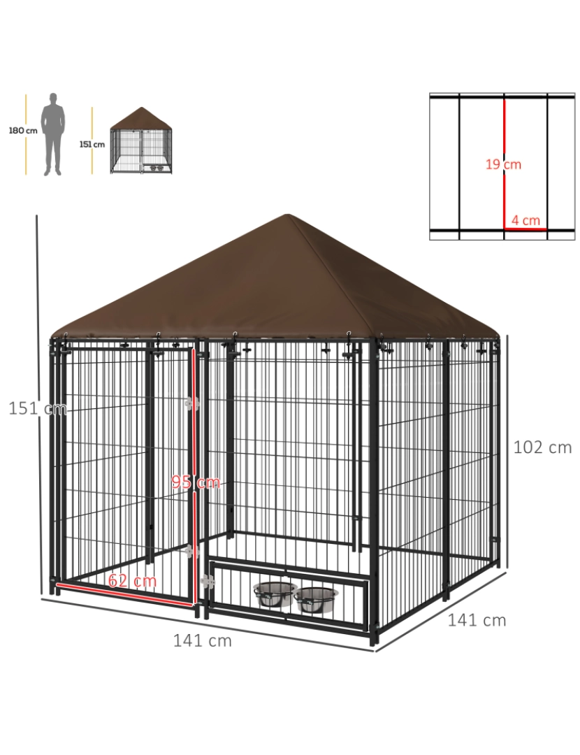 imagem de Parque para Cães 141x141x151cm cor preto D02-057V01CF3