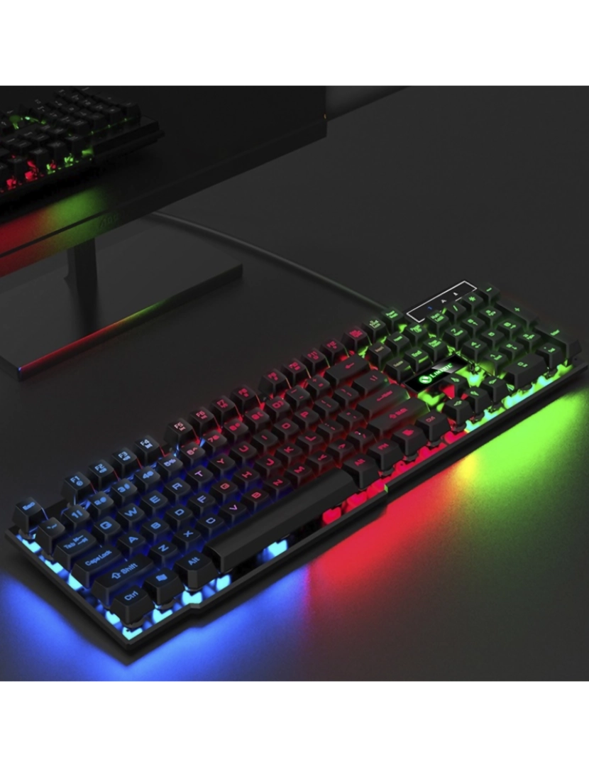 imagem de DAM Teclado para jogos TX30 com luzes RGB. 44,5x3x14 cm. Cor preta3