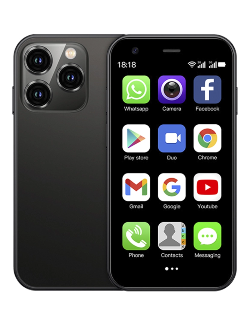 imagem de DAM Mini smartphone XS15 3G, Android 8.1, 2 GB de RAM + 16 GB. Tela de 3''. Cartão SIM duplo. 4,5x1,2x10,2 cm. Cor preta8