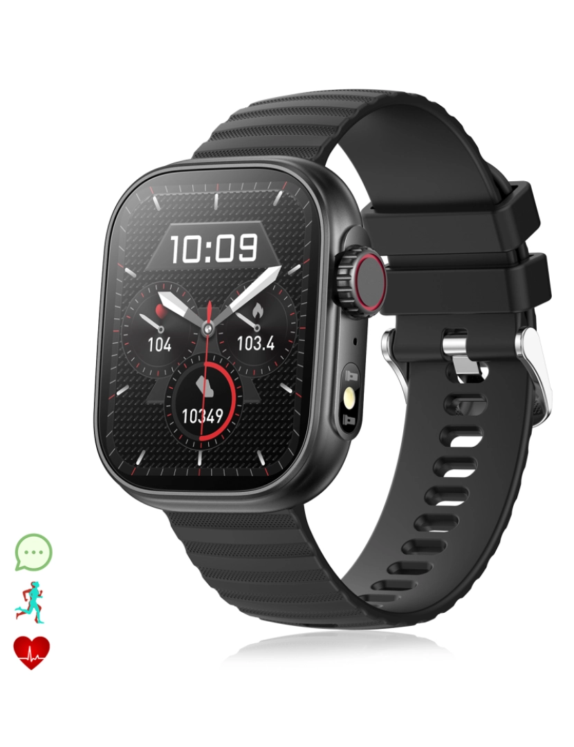 DAM - DAM Smartwatch ZW39 com notificações de aplicativos, chamadas Bluetooth. Monitor de pressão arterial e oxigênio. 3,7x1,1x4,7 cm. Cor preta