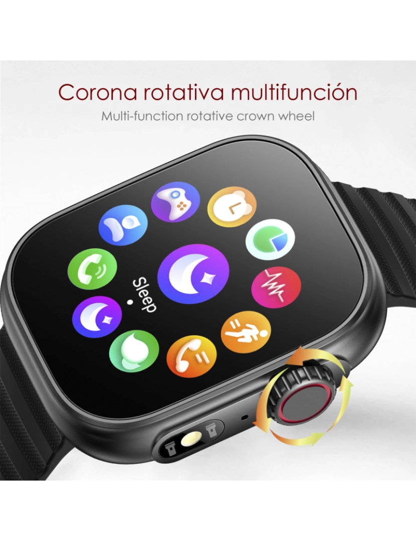 imagem de DAM Smartwatch ZW39 com notificações de aplicativos, chamadas Bluetooth. Monitor de pressão arterial e oxigênio. 3,7x1,1x4,7 cm. Cor preta2