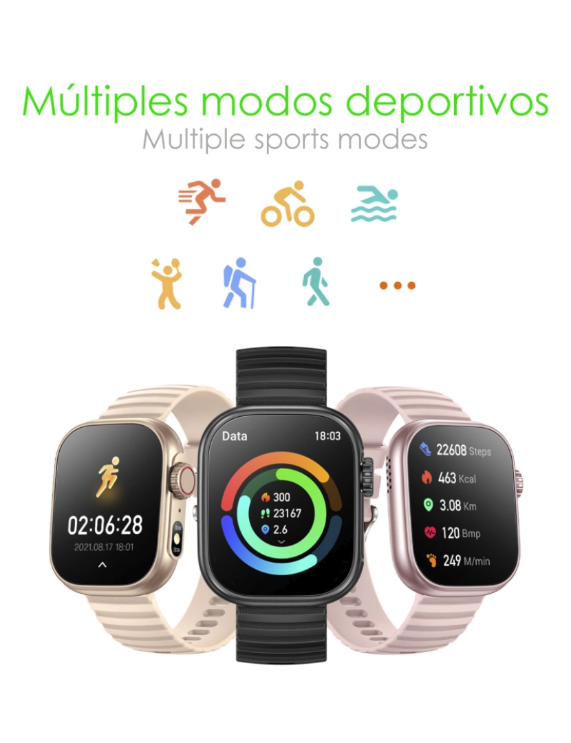 imagem de DAM Smartwatch ZW39 com notificações de aplicativos, chamadas Bluetooth. Monitor de pressão arterial e oxigênio. 3,7x1,1x4,7 cm. Cor preta5