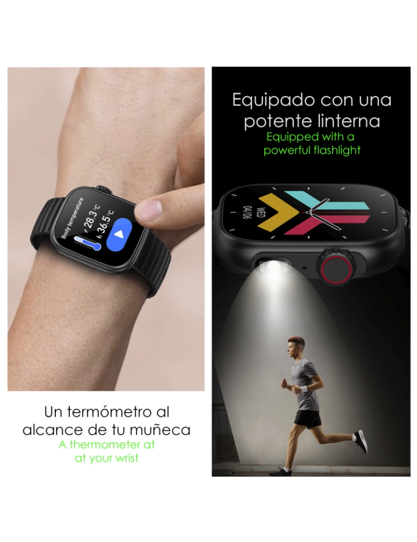 imagem de DAM Smartwatch ZW39 com notificações de aplicativos, chamadas Bluetooth. Monitor de pressão arterial e oxigênio. 3,7x1,1x4,7 cm. Cor preta6