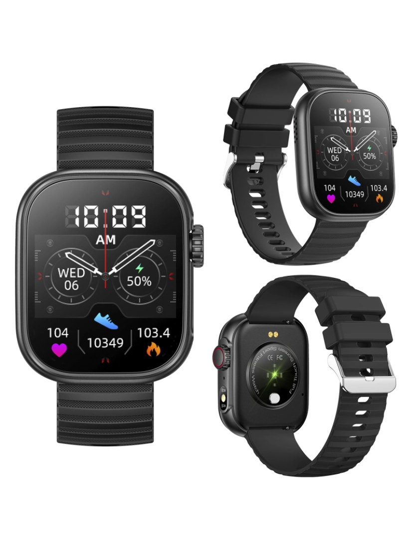 imagem de DAM Smartwatch ZW39 com notificações de aplicativos, chamadas Bluetooth. Monitor de pressão arterial e oxigênio. 3,7x1,1x4,7 cm. Cor preta8