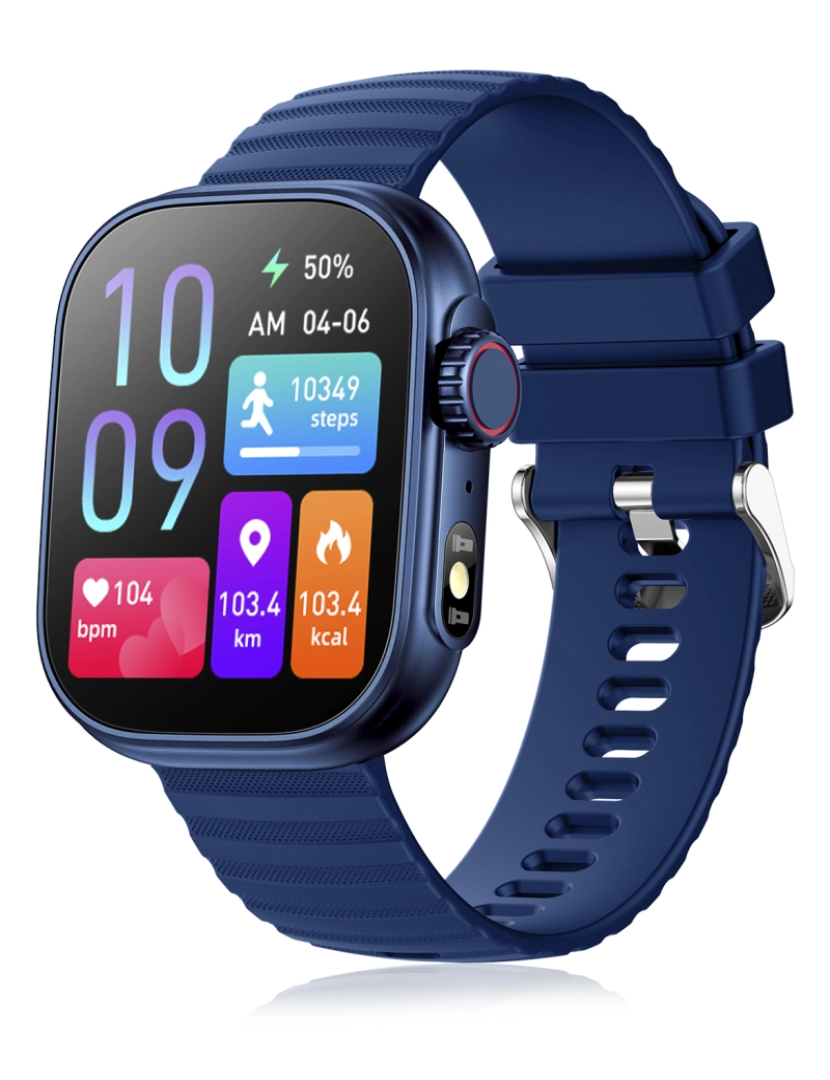 imagem de DAM Smartwatch ZW39 com notificações de aplicativos, chamadas Bluetooth. Monitor de pressão arterial e oxigênio. 3,7x1,1x4,7 cm. Cor azul9