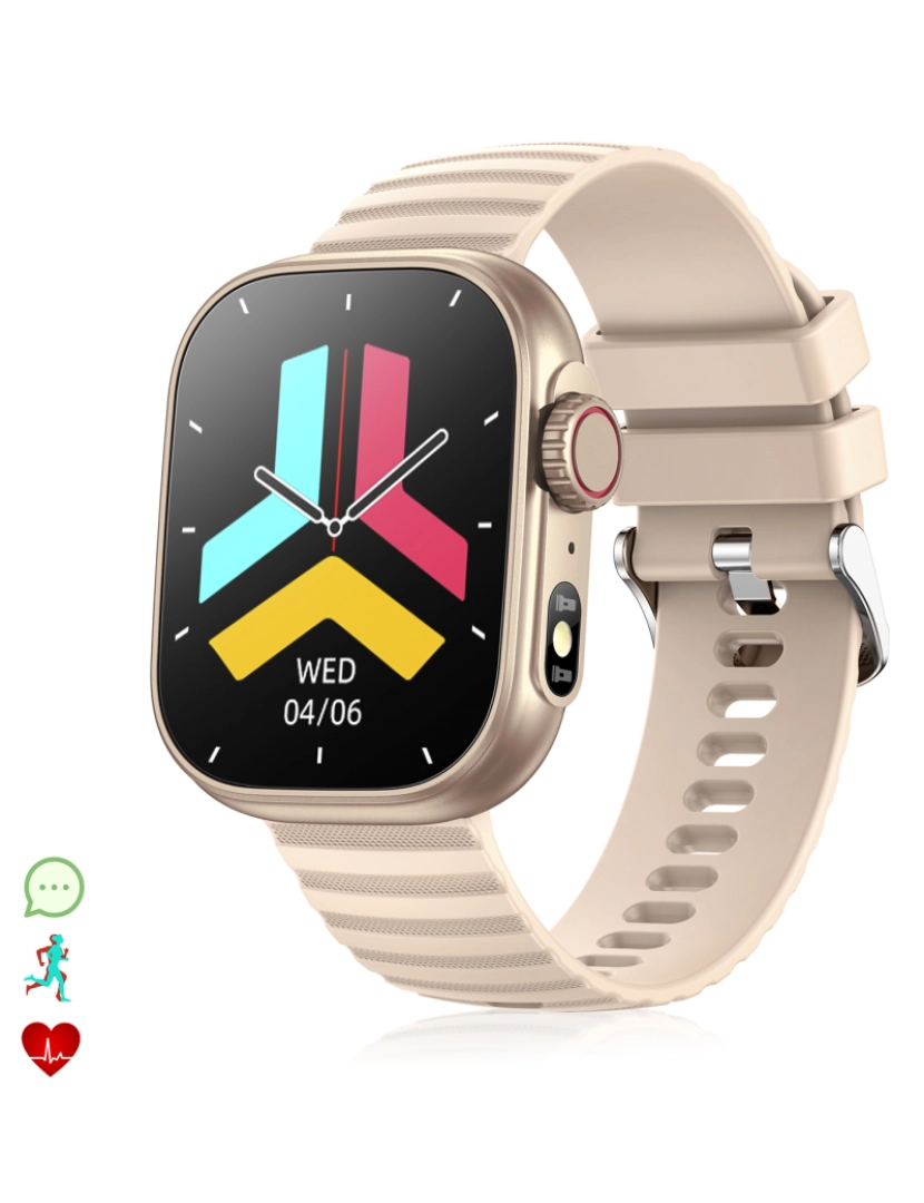 DAM - DAM Smartwatch ZW39 com notificações de aplicativos, chamadas Bluetooth. Monitor de pressão arterial e oxigênio. 3,7x1,1x4,7 cm. Cor: Ouro