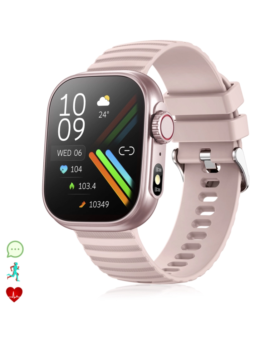 DAM - DAM Smartwatch ZW39 com notificações de aplicativos, chamadas Bluetooth. Monitor de pressão arterial e oxigênio. 3,7x1,1x4,7 cm. Cor rosa