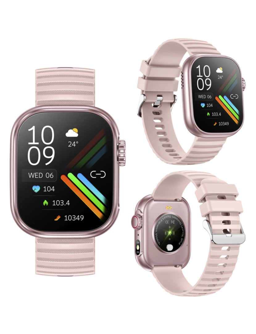 imagem de DAM Smartwatch ZW39 com notificações de aplicativos, chamadas Bluetooth. Monitor de pressão arterial e oxigênio. 3,7x1,1x4,7 cm. Cor rosa8