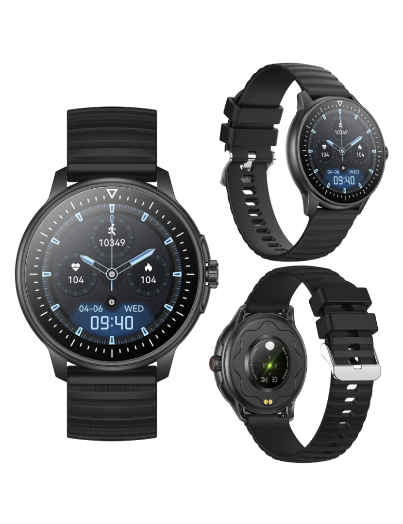 imagem de DAM Smartwatch ZW45 com notificações de aplicativos, chamadas Bluetooth. Monitor de pressão arterial e oxigênio. Coroa multifuncional. 4,9x1,1x4,7cm. Cor preta8