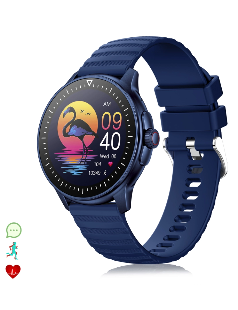 DAM - DAM Smartwatch ZW45 com notificações de aplicativos, chamadas Bluetooth. Monitor de pressão arterial e oxigênio. Coroa multifuncional. 4,9x1,1x4,7cm. Cor azul
