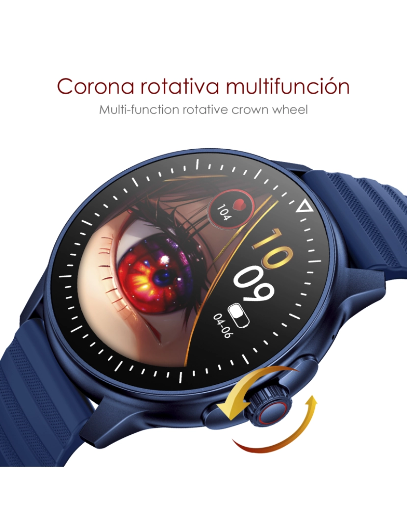 imagem de DAM Smartwatch ZW45 com notificações de aplicativos, chamadas Bluetooth. Monitor de pressão arterial e oxigênio. Coroa multifuncional. 4,9x1,1x4,7cm. Cor azul2