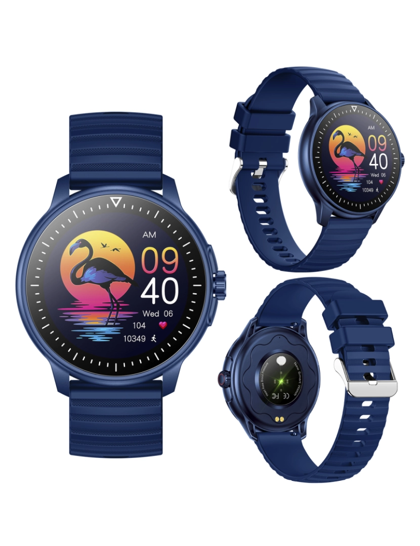 imagem de DAM Smartwatch ZW45 com notificações de aplicativos, chamadas Bluetooth. Monitor de pressão arterial e oxigênio. Coroa multifuncional. 4,9x1,1x4,7cm. Cor azul8