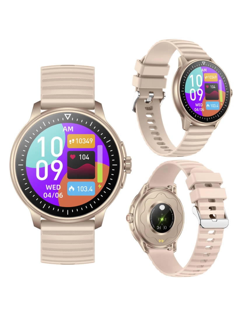 imagem de DAM Smartwatch ZW45 com notificações de aplicativos, chamadas Bluetooth. Monitor de pressão arterial e oxigênio. Coroa multifuncional. 4,9x1,1x4,7cm. Cor: Ouro8
