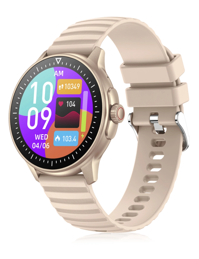 imagem de DAM Smartwatch ZW45 com notificações de aplicativos, chamadas Bluetooth. Monitor de pressão arterial e oxigênio. Coroa multifuncional. 4,9x1,1x4,7cm. Cor: Ouro9