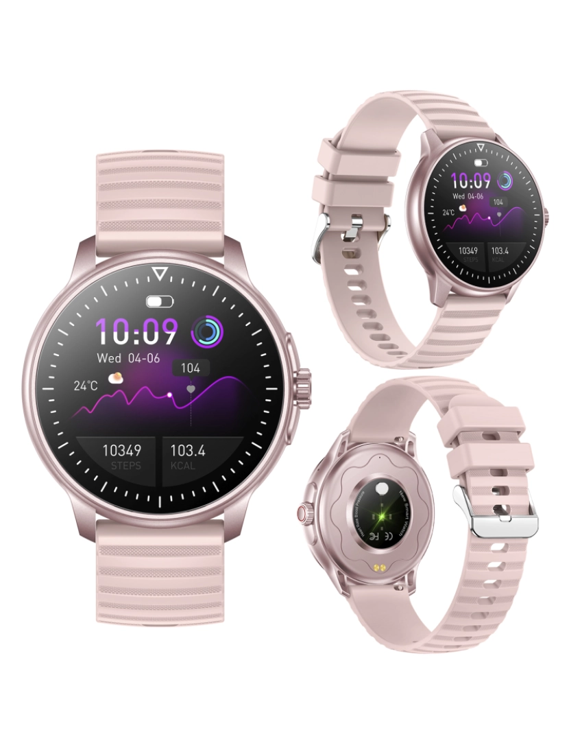 imagem de DAM Smartwatch ZW45 com notificações de aplicativos, chamadas Bluetooth. Monitor de pressão arterial e oxigênio. Coroa multifuncional. 4,9x1,1x4,7cm. Cor rosa8