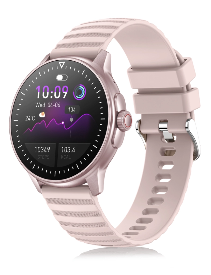 imagem de DAM Smartwatch ZW45 com notificações de aplicativos, chamadas Bluetooth. Monitor de pressão arterial e oxigênio. Coroa multifuncional. 4,9x1,1x4,7cm. Cor rosa9