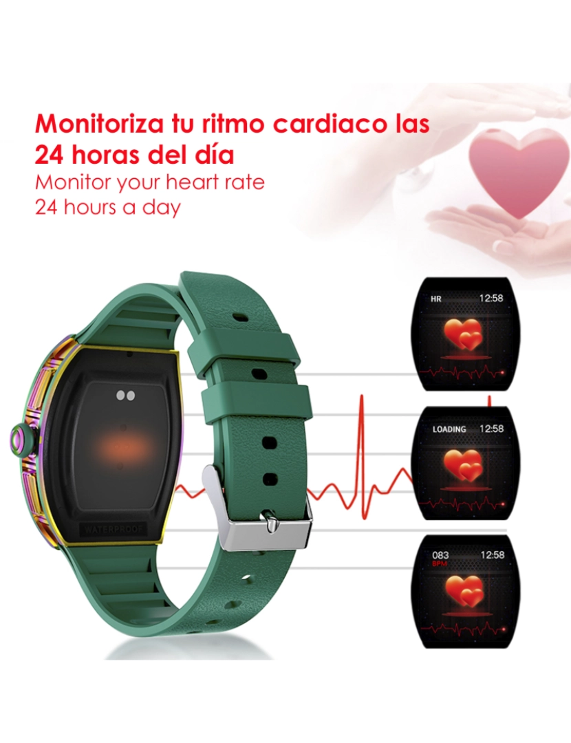 imagem de DAM Smartwatch M7, especialmente para pulsos finos, com monitor de pressão arterial, oxigênio no sangue e frequência cardíaca; 8 modos multiesportivos. Notificações de aplicativo. 3,95x1,05x4,4 cm. Cor: Ouro2