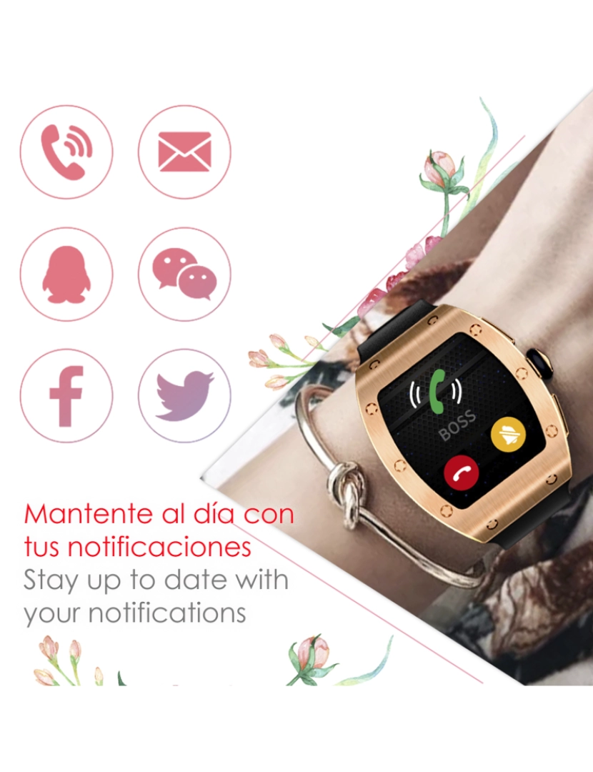 imagem de DAM Smartwatch M7, especialmente para pulsos finos, com monitor de pressão arterial, oxigênio no sangue e frequência cardíaca; 8 modos multiesportivos. Notificações de aplicativo. 3,95x1,05x4,4 cm. Cor: Ouro4
