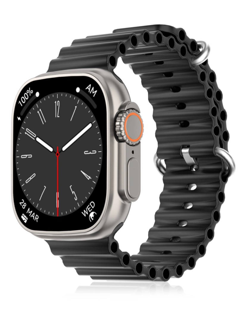 imagem de DAM Smartwatch DT8 Ultra com tela HR de 2,0 polegadas e função Always-On display. Widgets personalizáveis. Alça de banda marítima. 4,8x1,3x4,3cm. Prata10