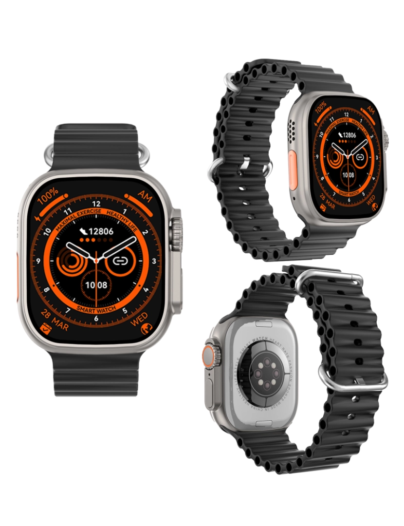 imagem de DAM Smartwatch DT8 Ultra com tela HR de 2,0 polegadas e função Always-On display. Widgets personalizáveis. Alça de banda marítima. 4,8x1,3x4,3cm. Prata9
