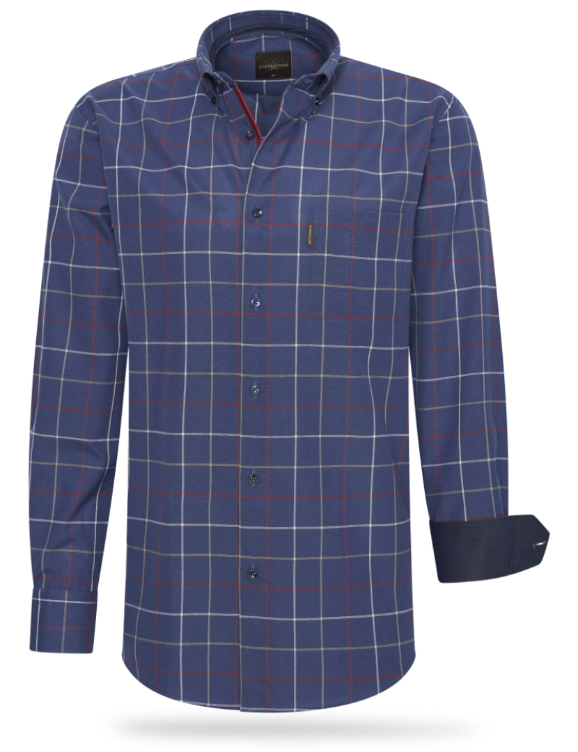 imagem de Cappuccino Italia Regular Fit Overhemd Navy Big Check Azul1