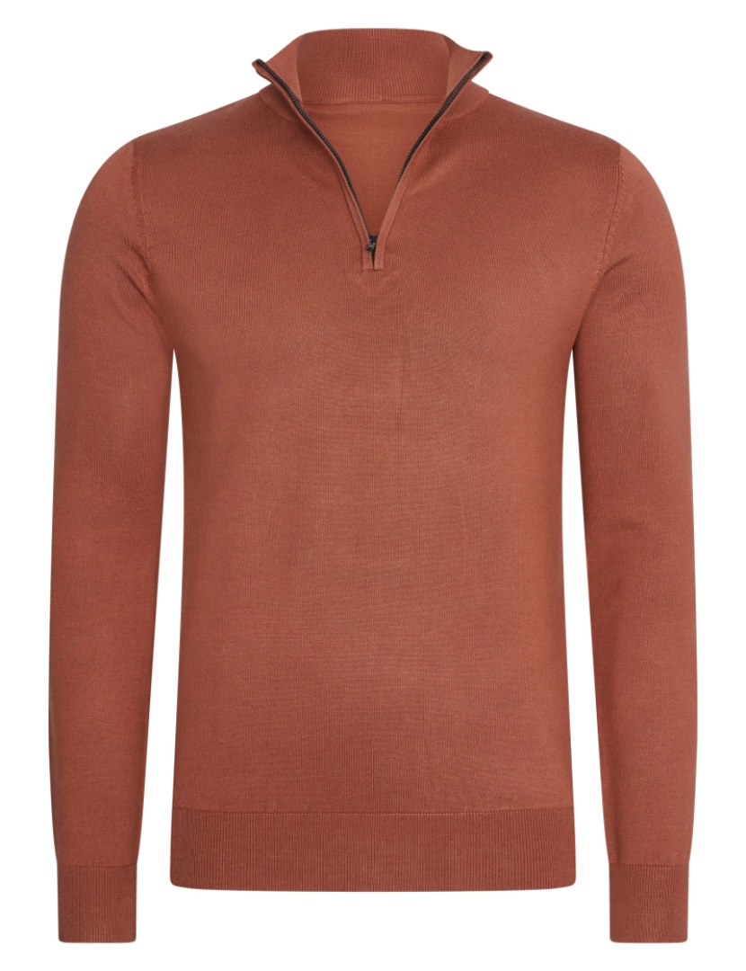 Mario Russo - Mario Russo Half Zip Trui Picante Marrom