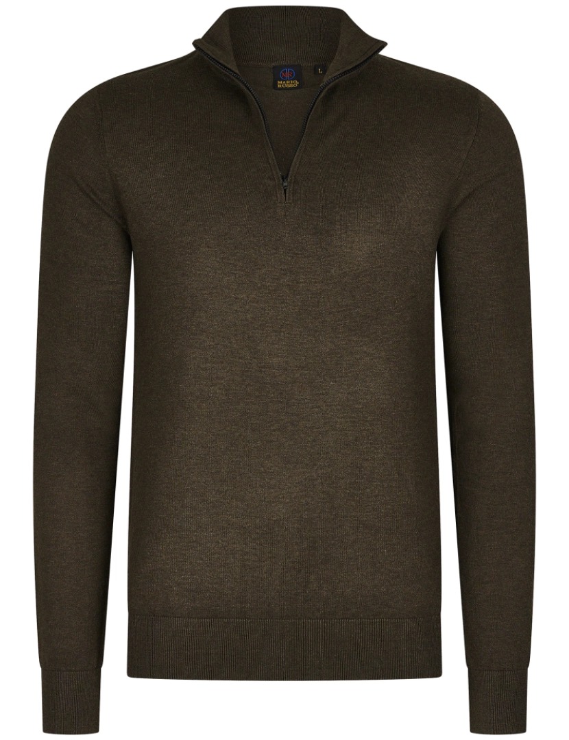 imagem de Mario Russo Half Zip Trui Cold Brown Marrom2